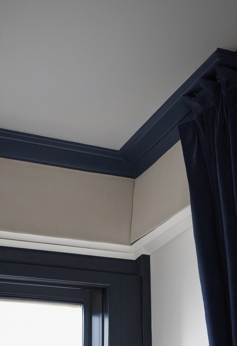 Blackout curtain installation with ceiling pocket and overlapping blind side channel