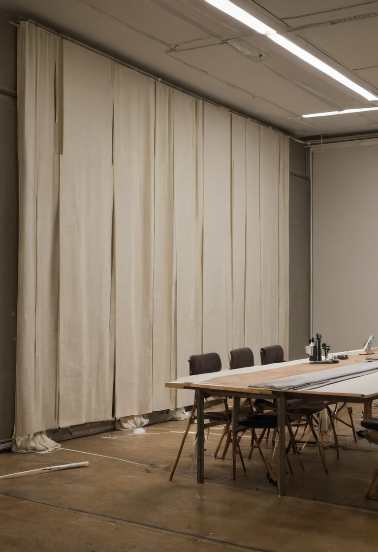Vertical plaster, veneer, and fabric samples tested under frontal and grazing light